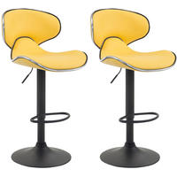 BARHOCKER 2er Set Lederlook gelb - Gelb/Schwarz, Textil/Metall (46/88/49cm) - CLP