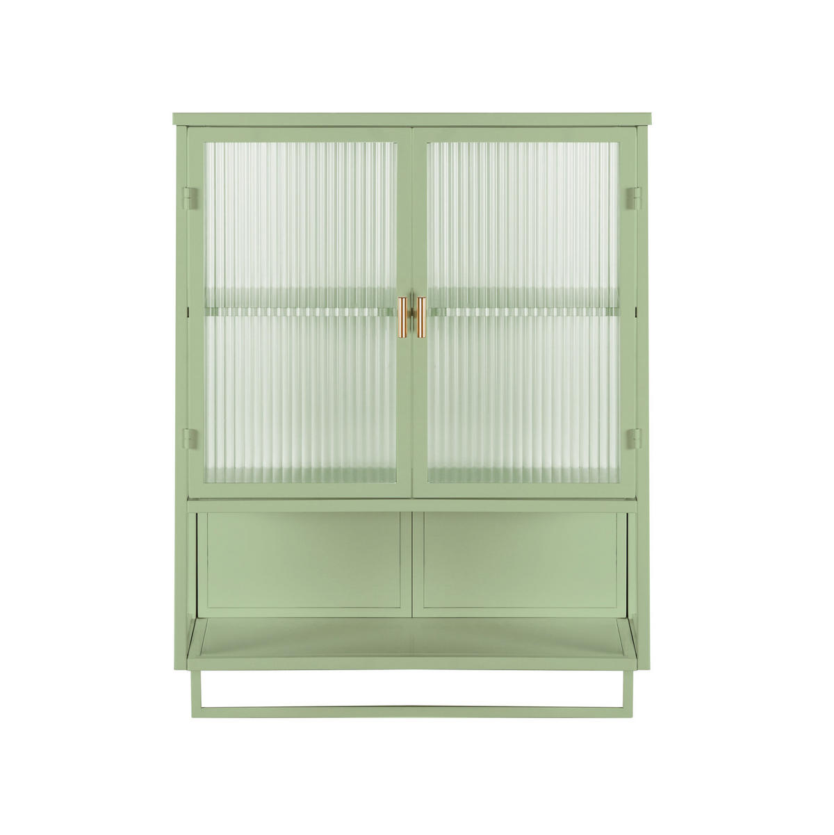 KÜCHENOBERSCHRANK 60/23/78 cm aus Glas und Metall mit geriffelter Glastür und Handtuchhalter Grün - Grün, Holzwerkstoff (60/78/23cm) - Modenvie