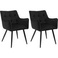 ESSZIMMERSTUHL 2er Set, mit Samtbezug, Schwarz - Schwarz, Textil/Metall (54/80/48cm) - Woltu