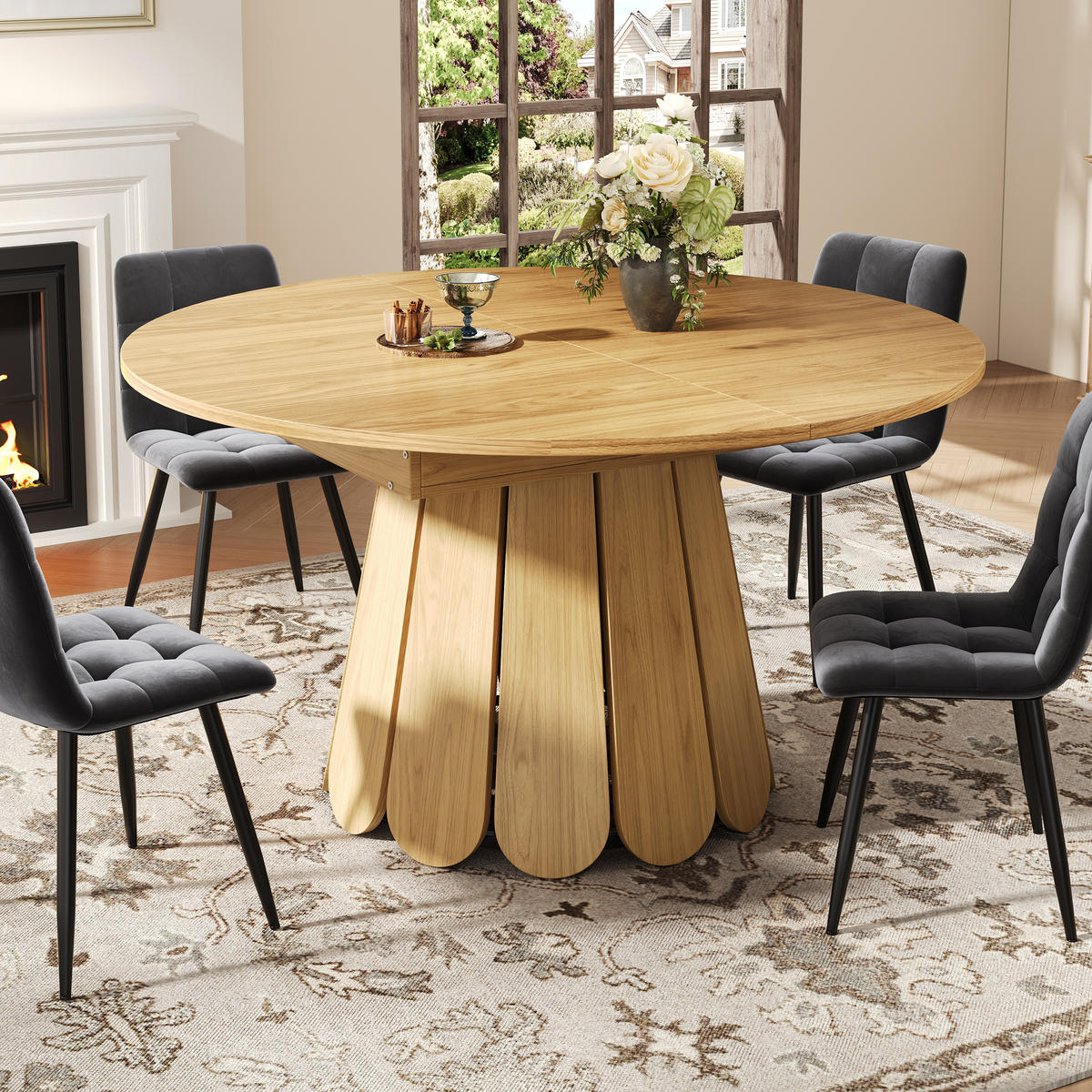 ESSTISCH 118/118/76,8 cm Naturholz Optik ausziehbar auf 158 cm aus MDF mit Stauraum für Einlegeplatte - Naturfarben, Holzwerkstoff (158/118/76cm) - OKWISH