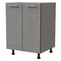 KÜCHENUNTERSCHRANK Essen D11/60 Grau Hochglanz / Grau Matt 60 / 50 / 82cm - Grau, Holz/Holzwerkstoff (60/82/50cm) - Feldmann-Wohnen