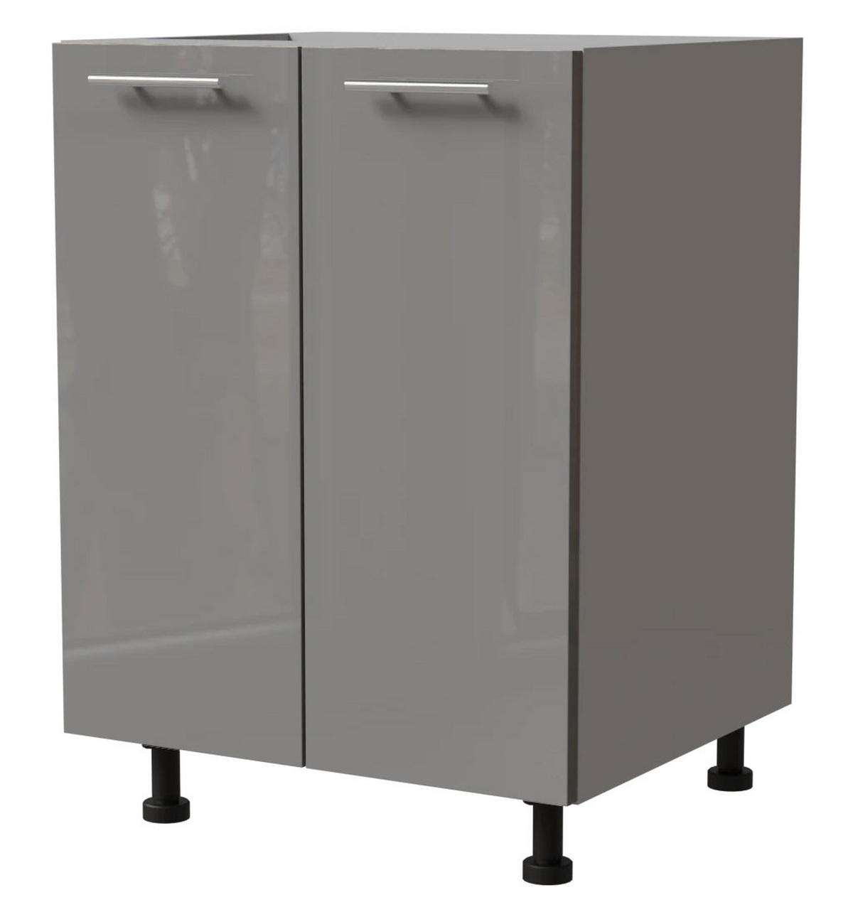 KÜCHENUNTERSCHRANK Essen D11/60 Grau Hochglanz / Grau Matt 60 / 50 / 82cm - Grau, Holz/Holzwerkstoff (60/82/50cm) - Feldmann-Wohnen