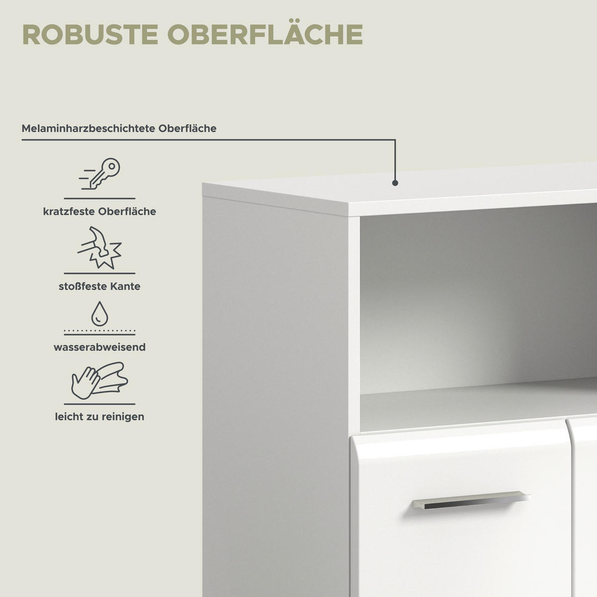 STANDSCHRANK breit Ice Bad in weiß Nachbildung und weiß hochglanz B/H/T: 60x80x30 cm - Weiß, Holz (60/80/30cm)