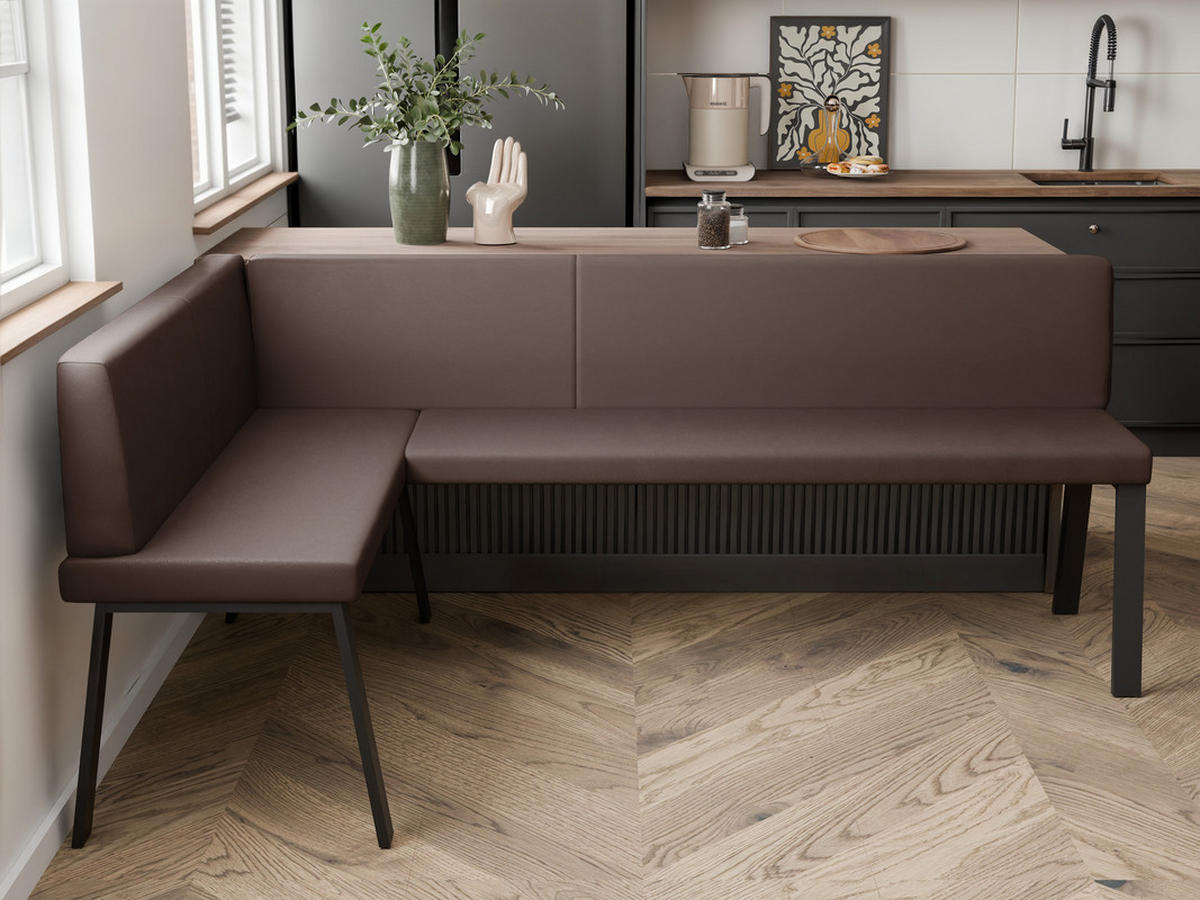 ECKBANK links MONO Y Kunstleder gesteppt, 128/168 cm Braun - Braun, Kunststoff/Textil (128/168cm) - Idohome