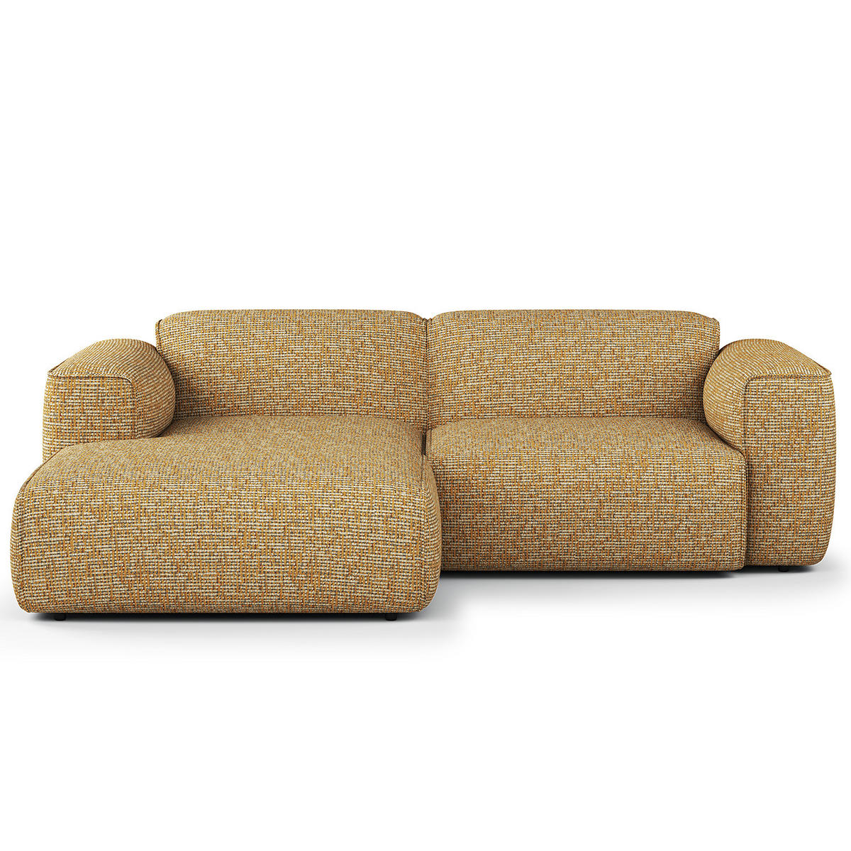 ECKSOFA mit XL-Longchair - Schwarz/Honig, Kunststoff/Textil (260/171cm) - home24