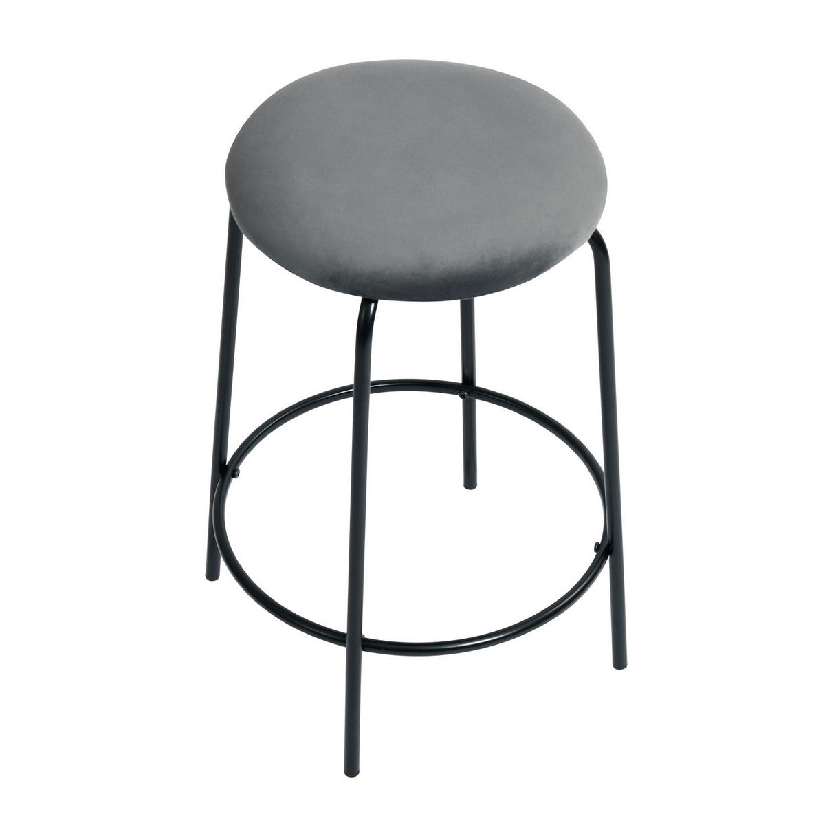 BARHOCKER 2er-Set Metallfüße, Samt, grau - Schwarz/Grau, Metall (36/73/37cm) - Urban Meuble