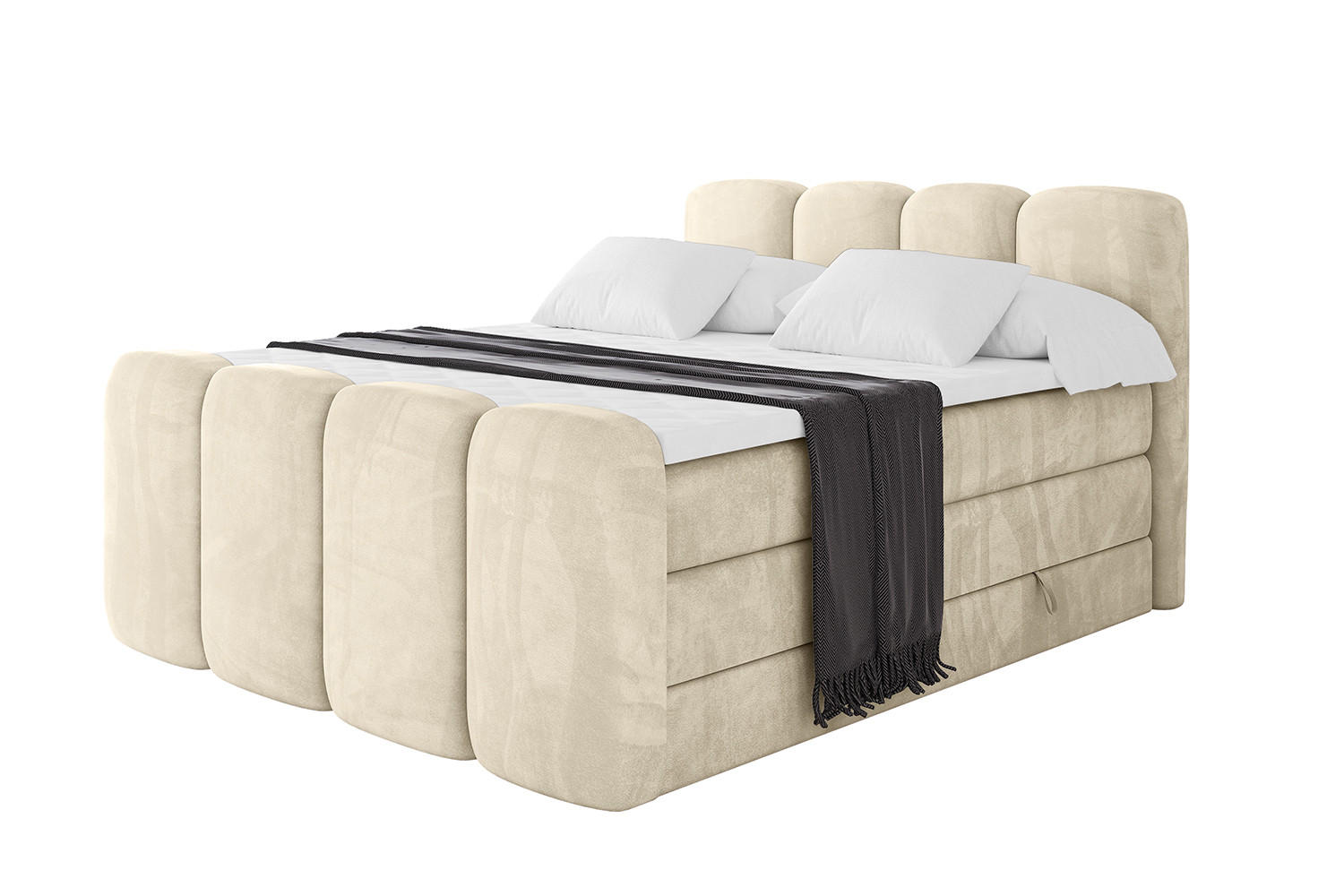 BOXBETT mit Matratze H3|H4 und Lattenrost - NINA-Z KING - 140x200 cm - Beige - Sahara, Holzwerkstoff (140/200cm)