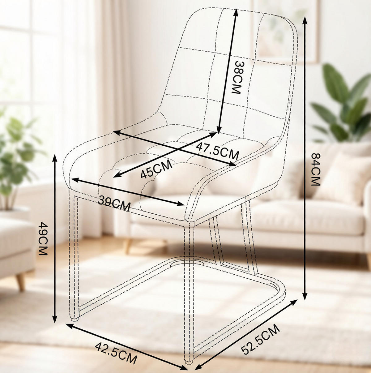 ESSSTUHL gepolstert 2er-Set Samt Dunkelgrau Metallgestell - Dunkelgrau, Metall (39/84/45cm) - Meubliv