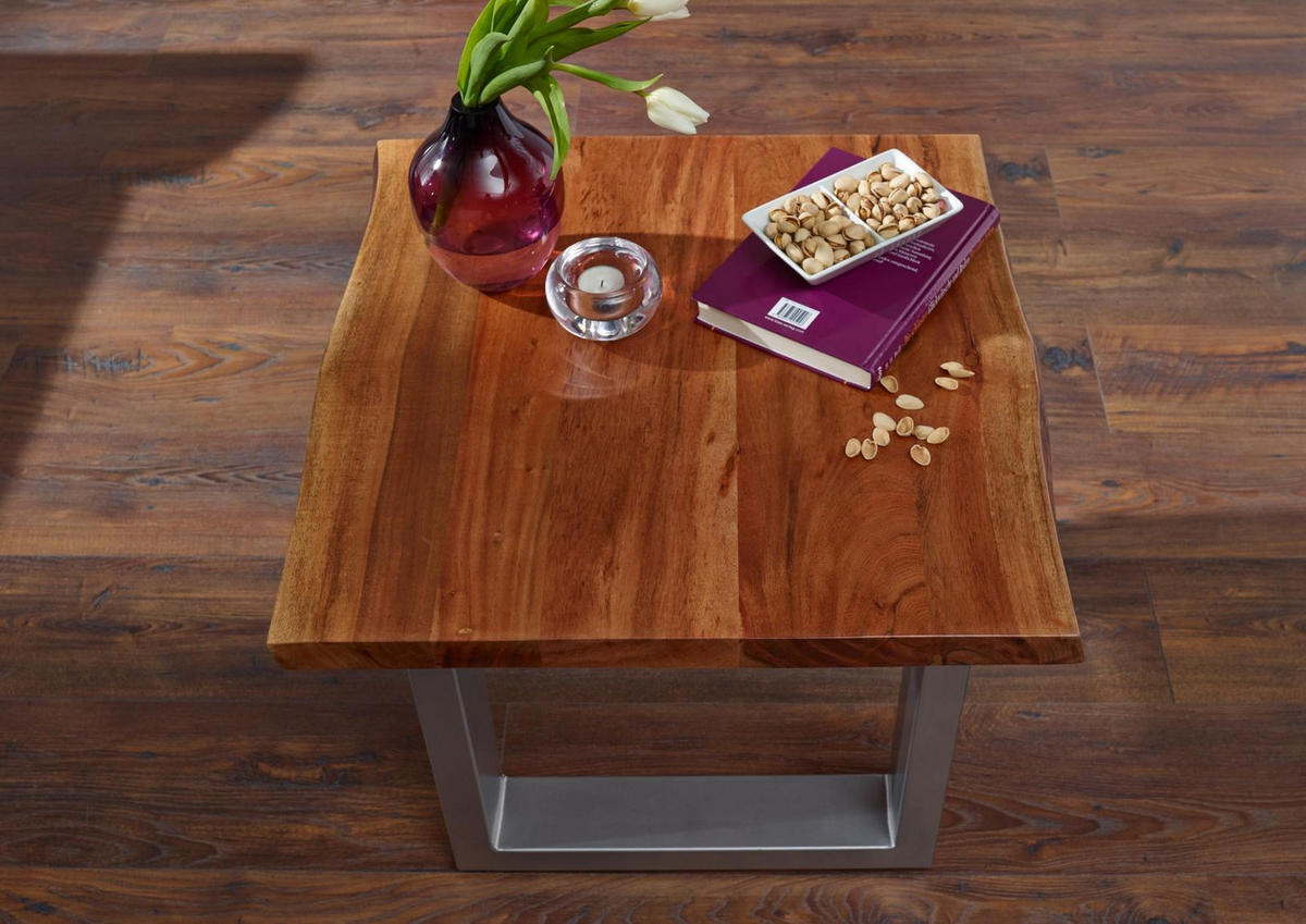 COUCHTISCH Akazie 60x60x45 walnuss lackiert FREEFORM 2 #09 - Dunkelbraun, Holz (60/60/45cm) - Massivmoebel24