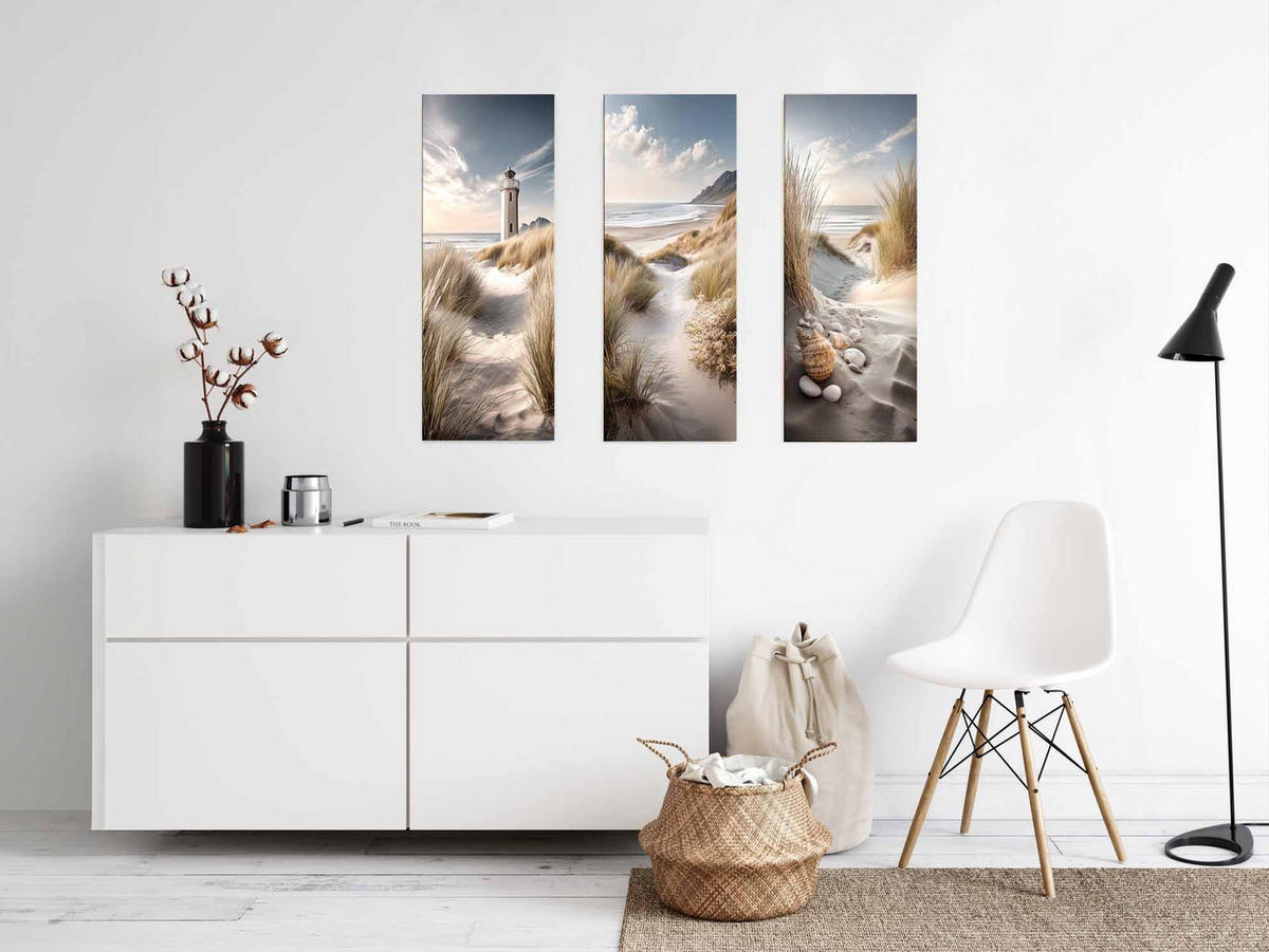 GLASBILD 30x80 cm Strand und Meer - Beige, Glas (30/80cm) - artissimo