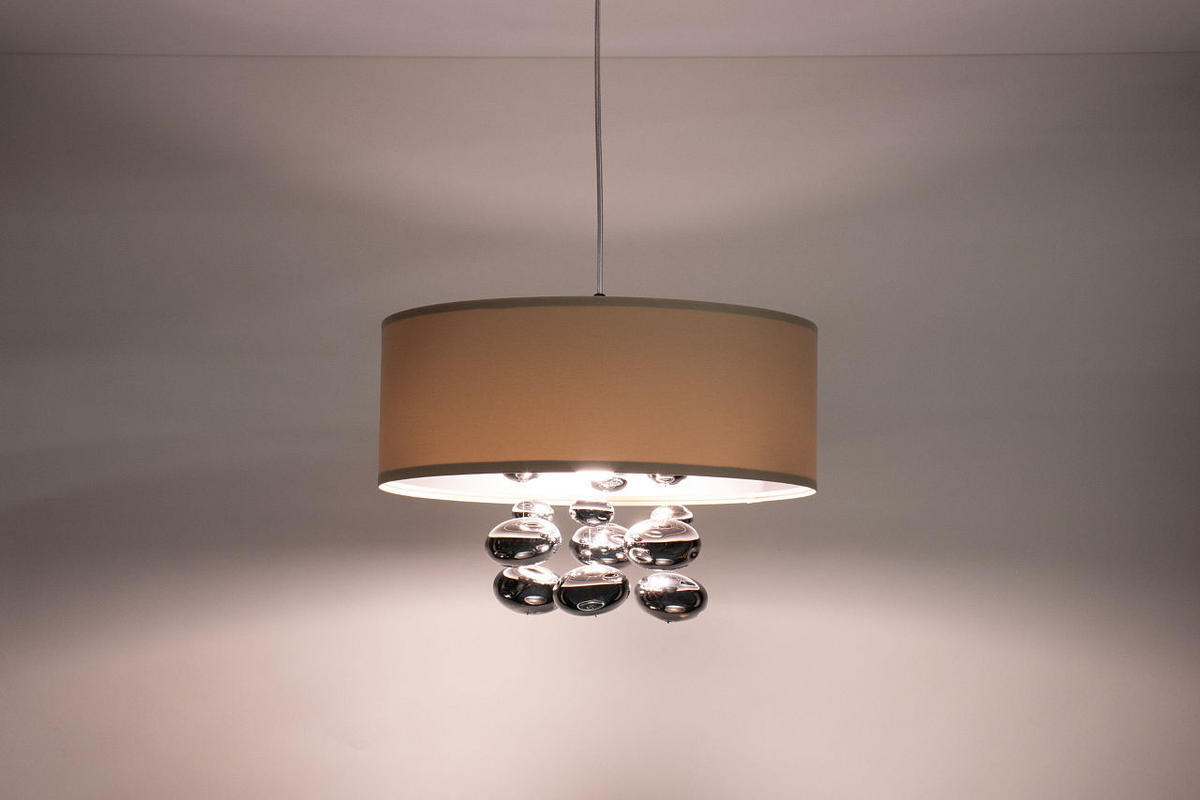 HÄNGELEUCHTE Silber 40/96 cm - Beige/Silberfarben, Kunststoff (40/1/96cm) - ONZENO