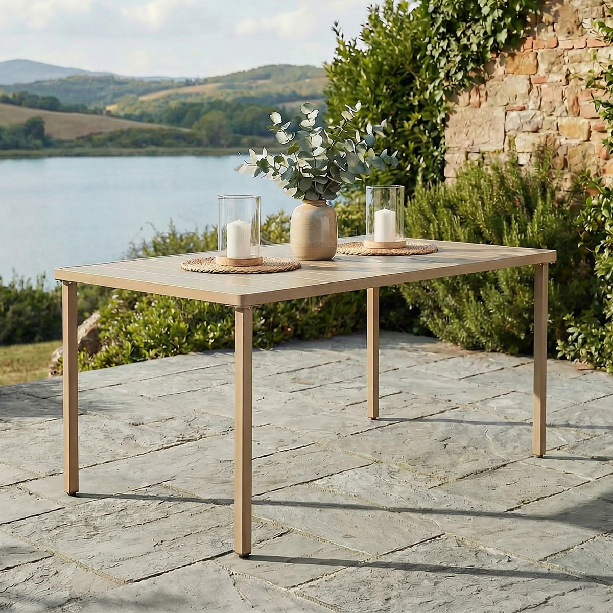 GARTENTISCH AZALEA champagne - Champagner, Metall (80/140/75cm) - IDIMEX