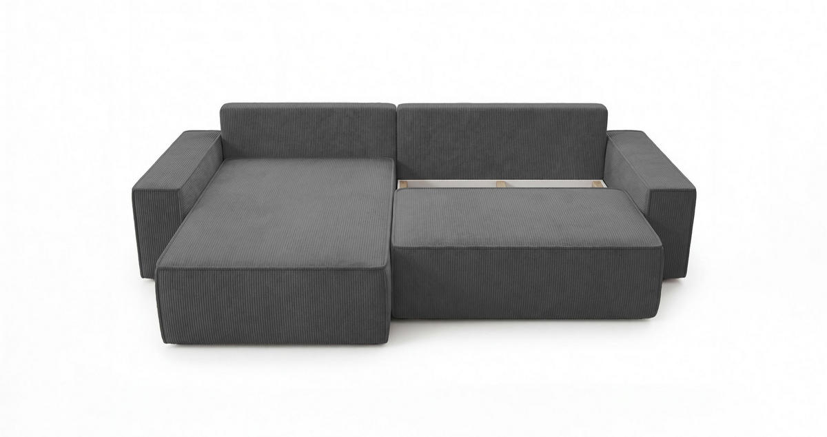 ECKSOFA California mit Schlaffunktion Hellgrau Links - Grau, Textil (280/185cm) - Cornero