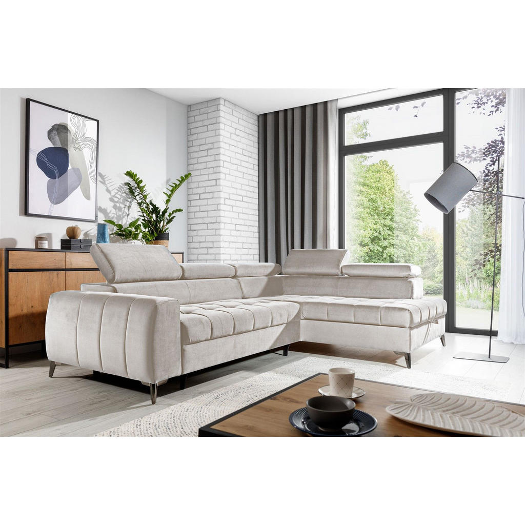 Thumbnail - Fun Möbel Ecksofa, Creme, Textil, L-Form, 275x200 cm, Wohnzimmer, Sofas & Couches, Wohnlandschaften, Ecksofas