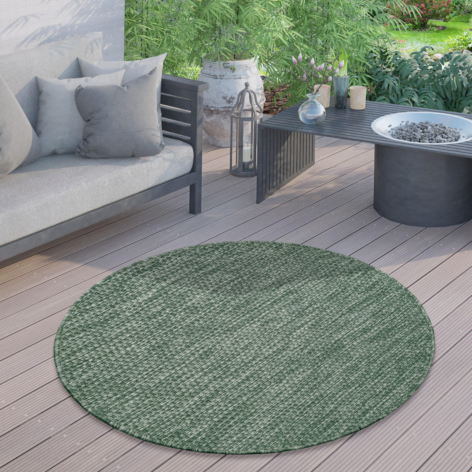 OUTDOORTEPPICH 160/160 cm Venedig 165 - Grün, Textil (160/160cm) - Paco Home