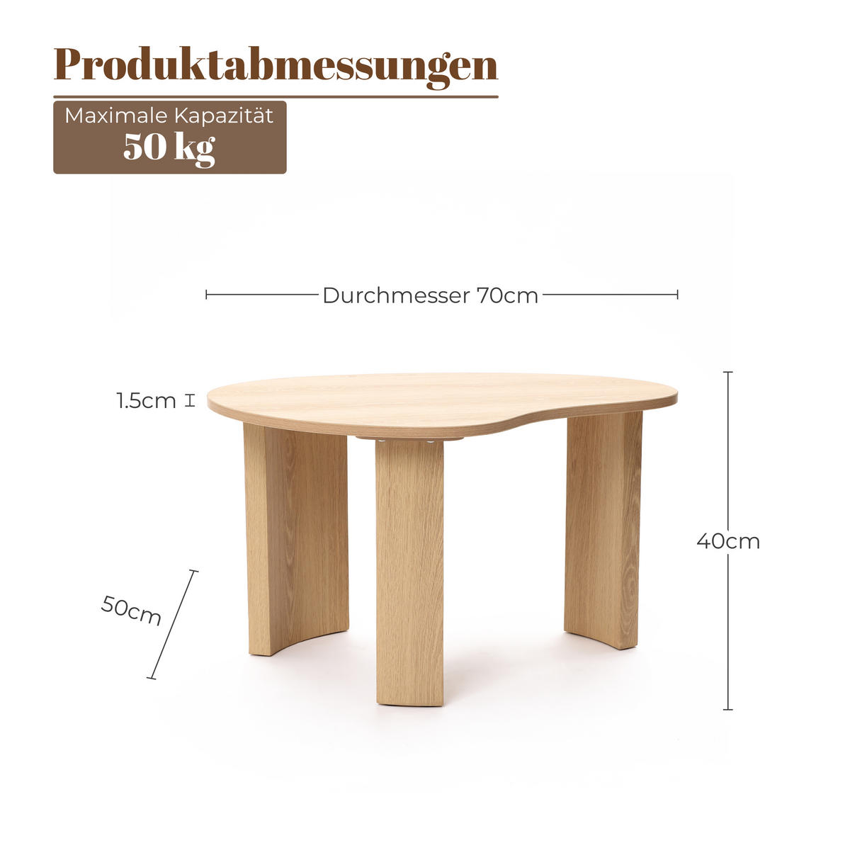 COUCHTISCH, 70 × 50 × 40 cm - Braun, Holzwerkstoff (50/70/40cm) - Hometopia