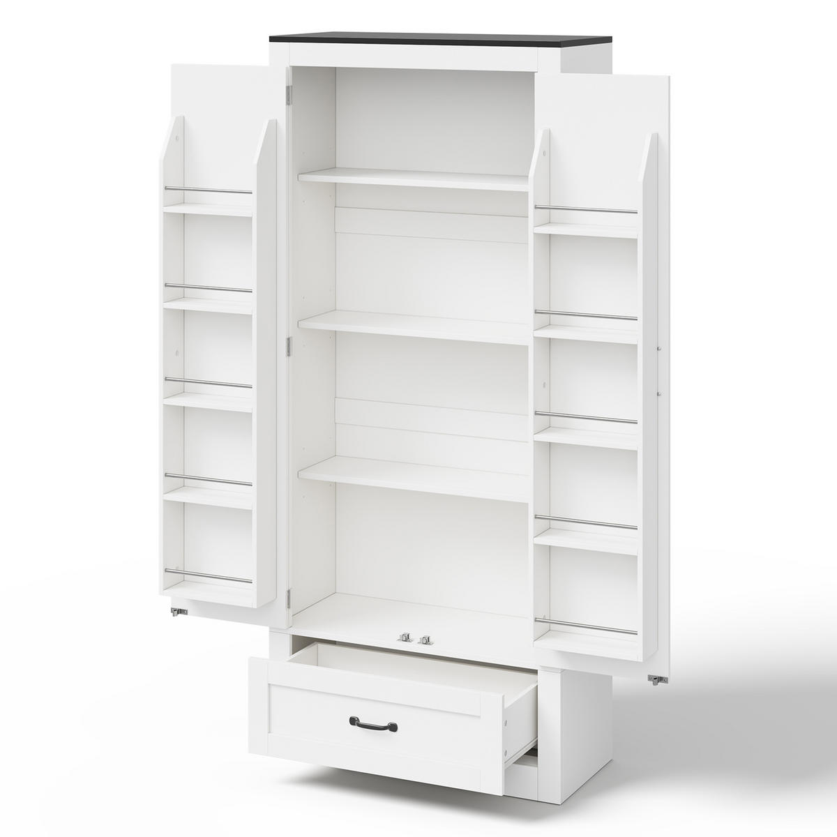 HIGHBOARD DE-38755 80/35/183 cm 2 Türen und 1 Schublade Weiß - Weiß, Holzwerkstoff (80/183/35cm) - ComfortXL