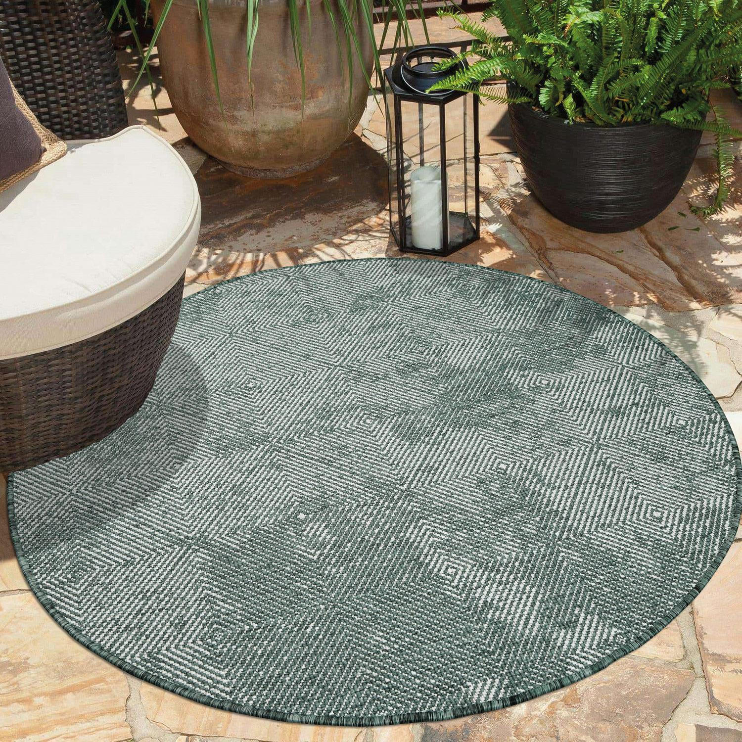 OUTDOOR-TEPPICH DuoRug 5845 Grün 120x120 cm - Grün, Textil (120/120cm) - carpet city