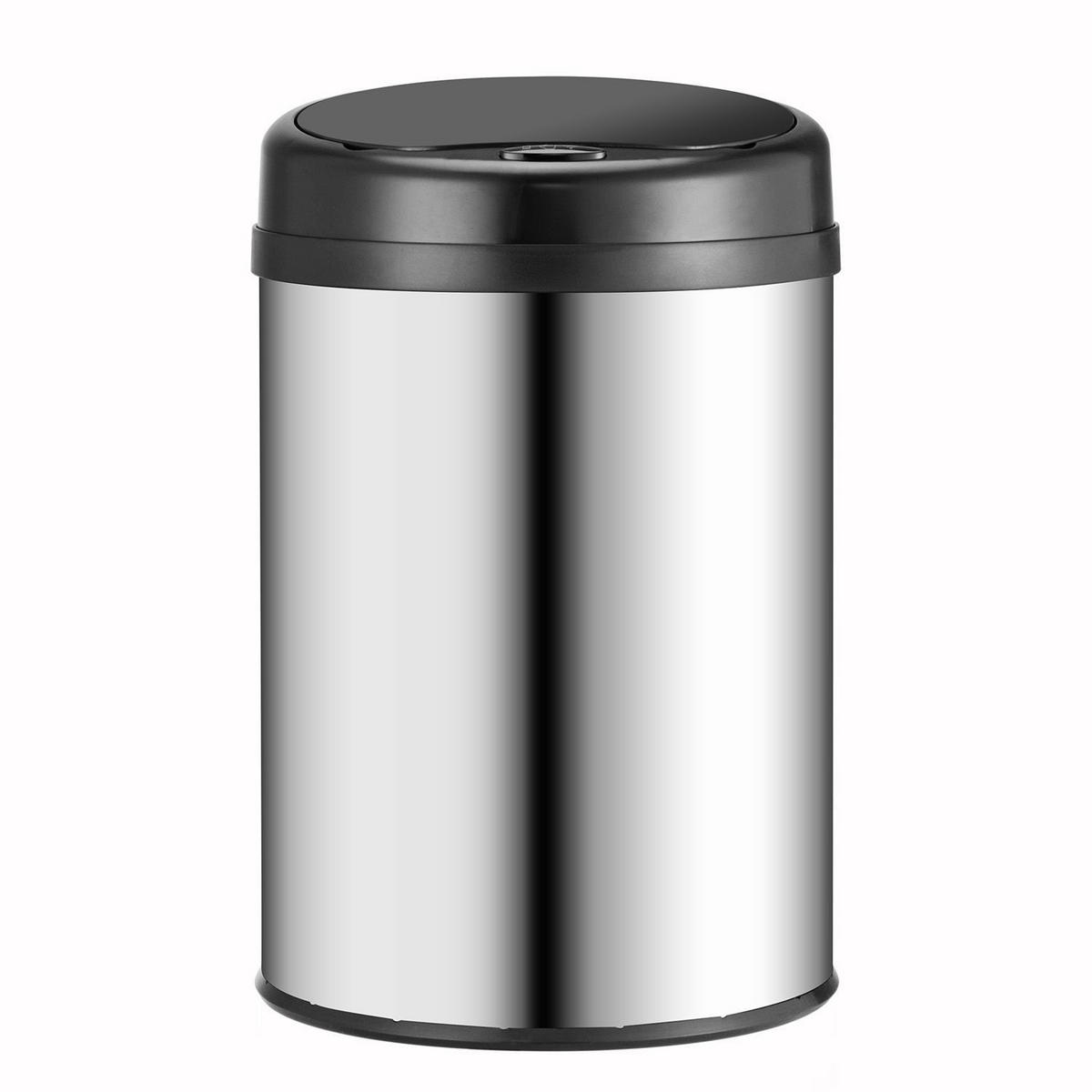 MÜLLEIMER rund 30L silber mit Sensor - Silberfarben, Metall (31/52/31cm) - Juskys