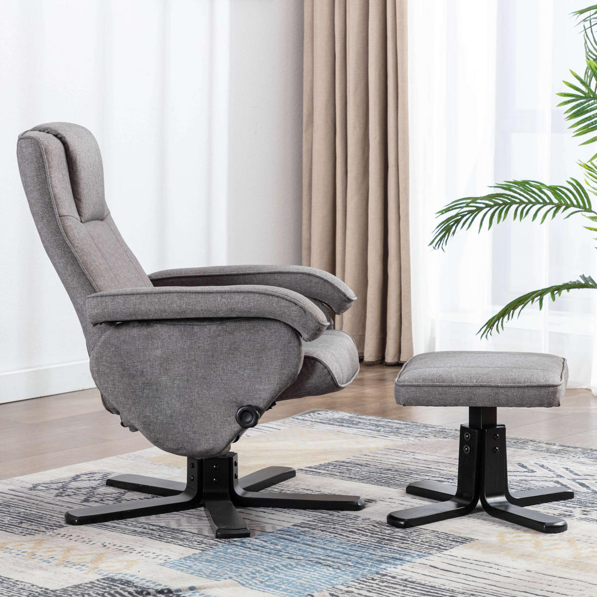 RELAXSESSEL CHARLES Stoffbezug Grau - Grau, Textil (75/95/68cm) - SVITA