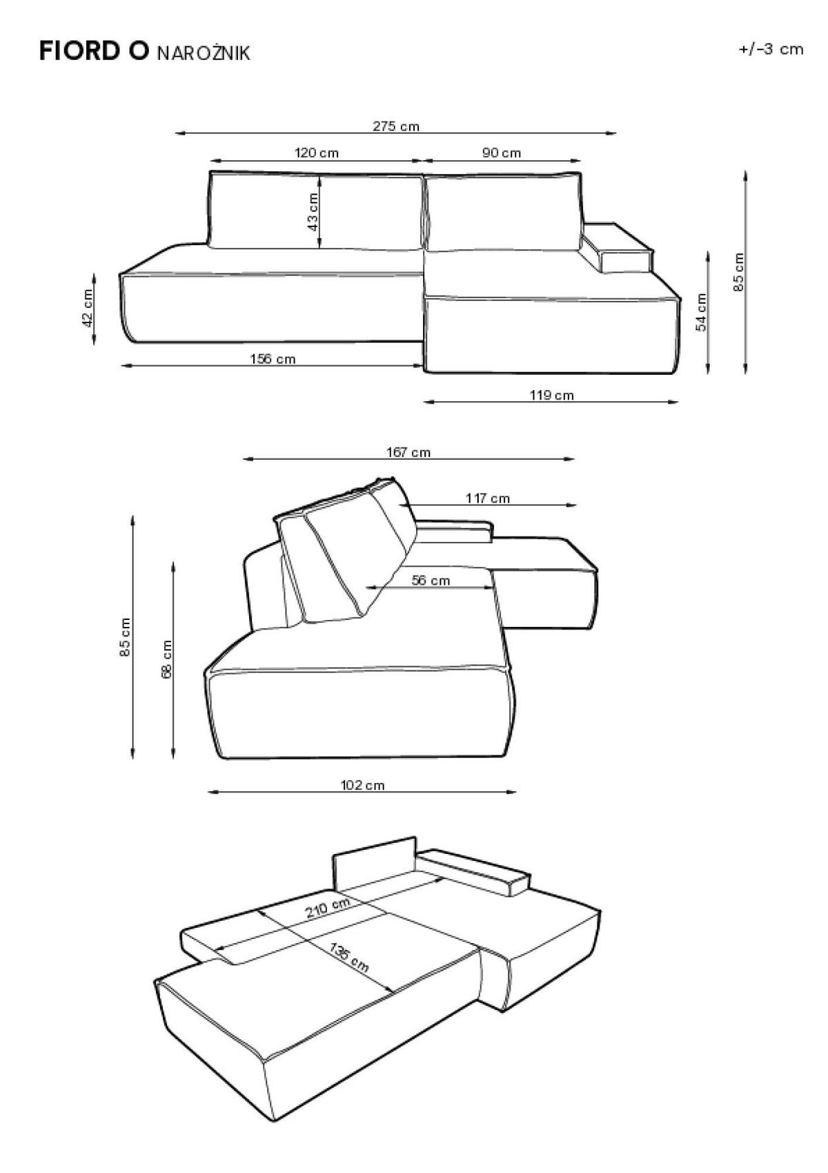 ECKSOFA FIORD Beige 275x167x85 cm - Beige, Textil (275/167cm) - FURNLUX