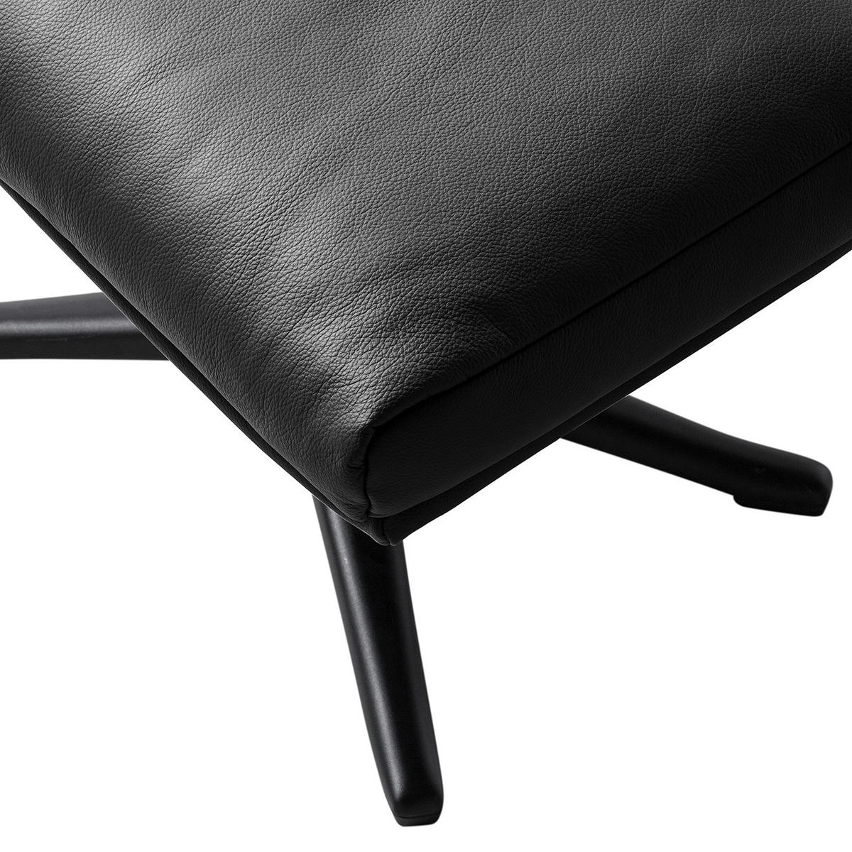 POLSTERHOCKER mit Kreuzfuß - Schwarz, Leder/Metall (51/37/41cm) - home24