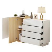 SIDEBOARD 140/35/76,5 cm weiß aus MDF mit Hochglanz und Drucköffnung - Weiß, Holzwerkstoff (140/76.5/35cm) - OKWISH
