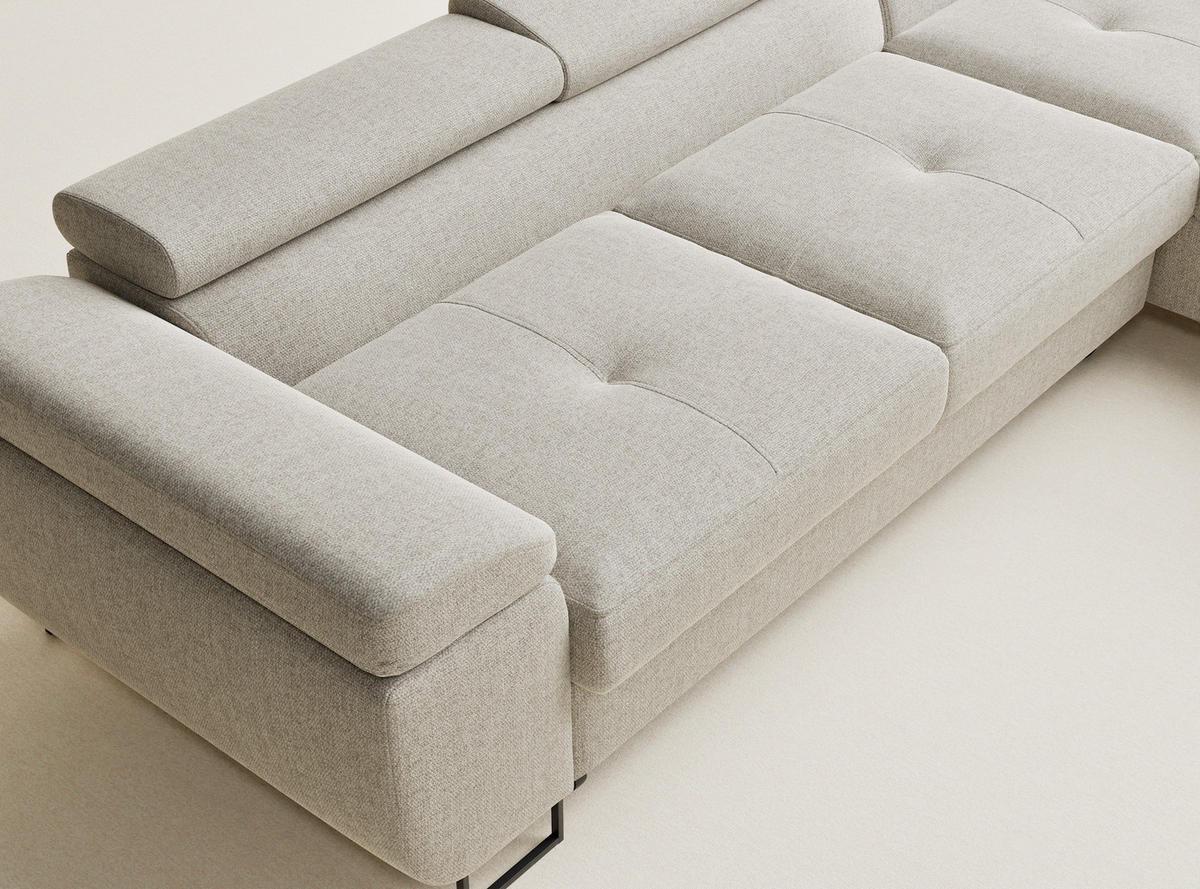 ECKSOFA Concord Beige Webstoff - Rechts Seite - Beige/Schwarz, Holz/Holzwerkstoff (277/203cm) - Maison de Reve