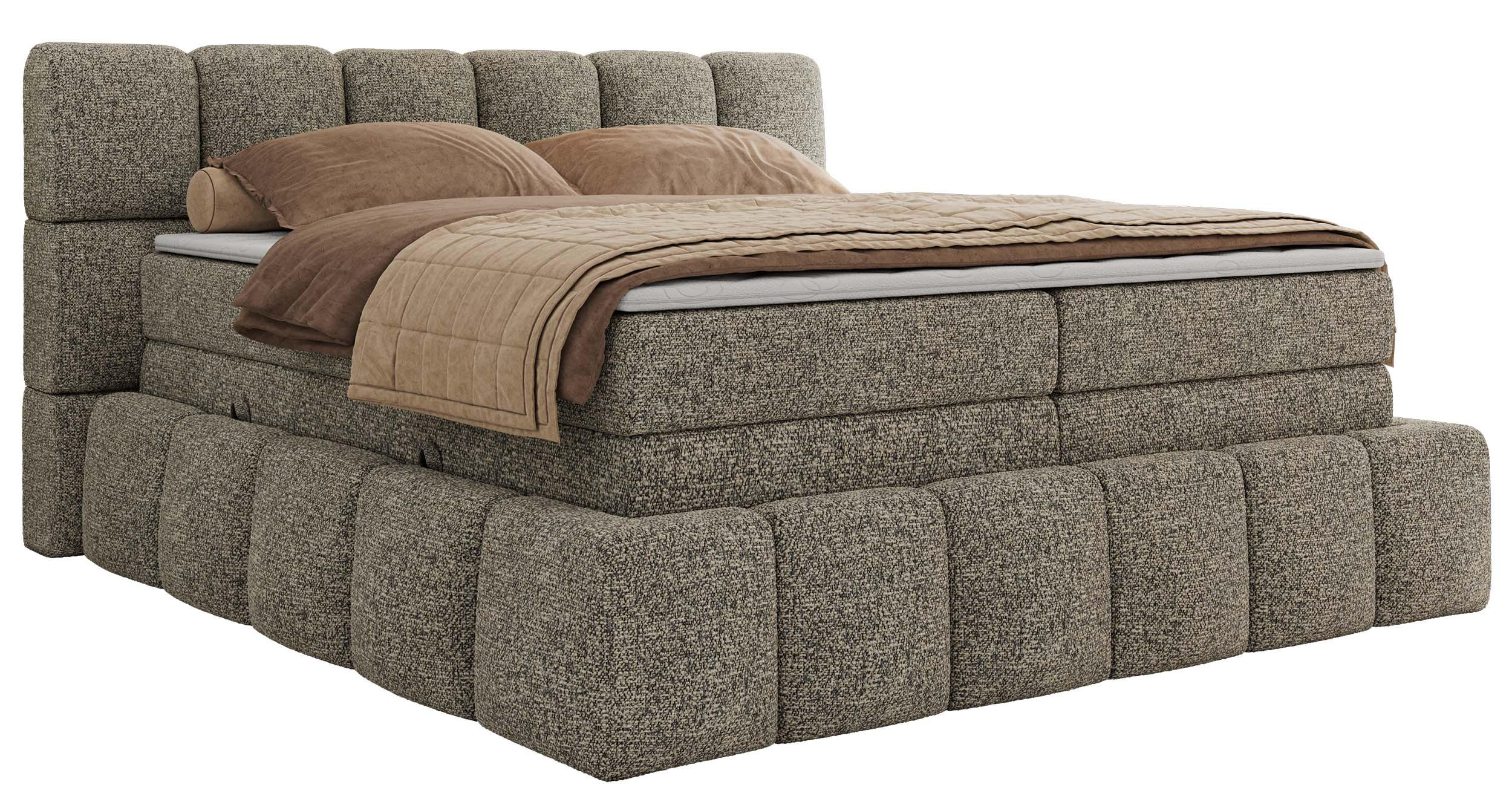BOXSPRINGBETT NIRA KING 160/200 Grau Strukture - H3 - Grau, Holz/Textil (160/200cm) - MKS