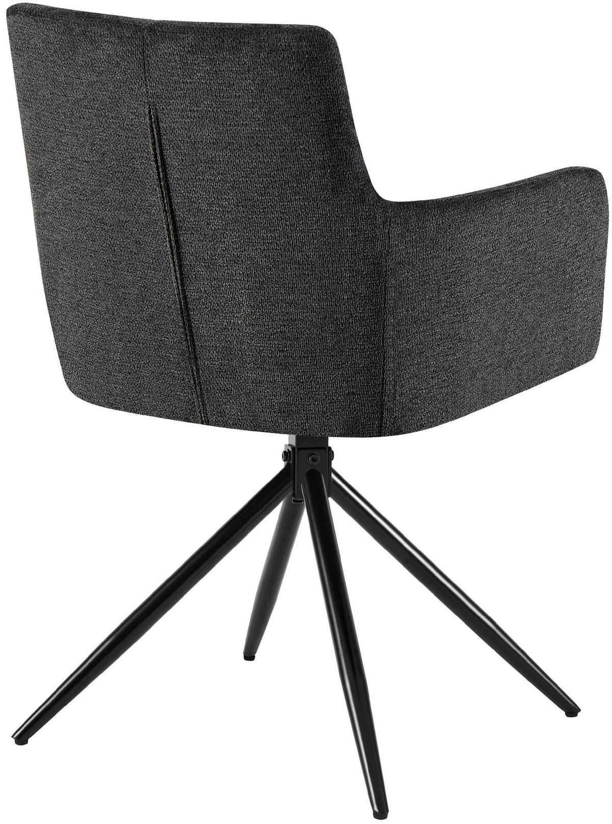 ARMLEHNENSTUHL 2er Set Stoff Schwarz - Schwarz, Textil/Metall (59/87/59cm) - CLP