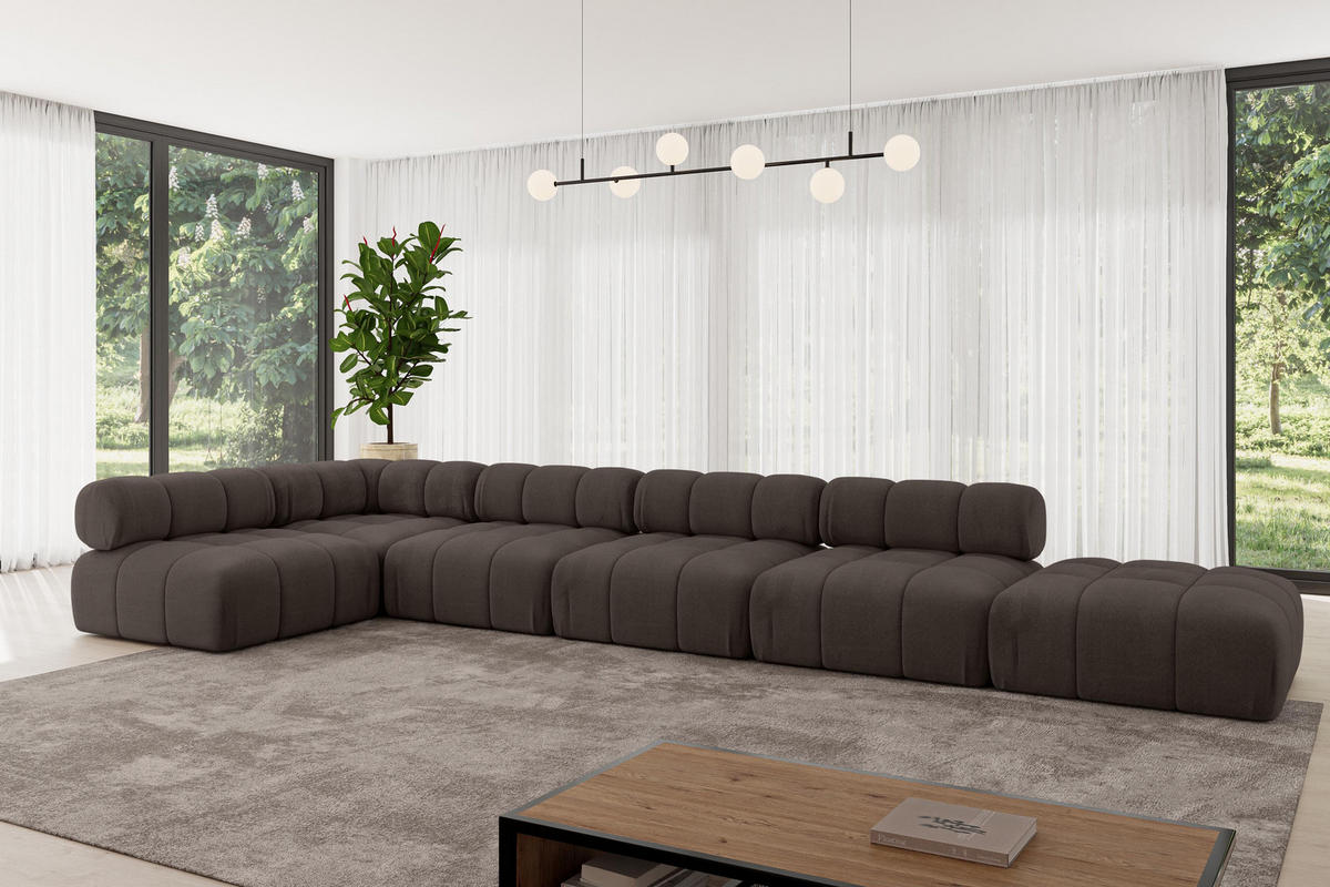ECKSOFA modulares Sofa Favio-L3 - 475x190x70 cm Braun Velours - Braun, Holzwerkstoff/Textil (475/190cm) - ALTDECOR