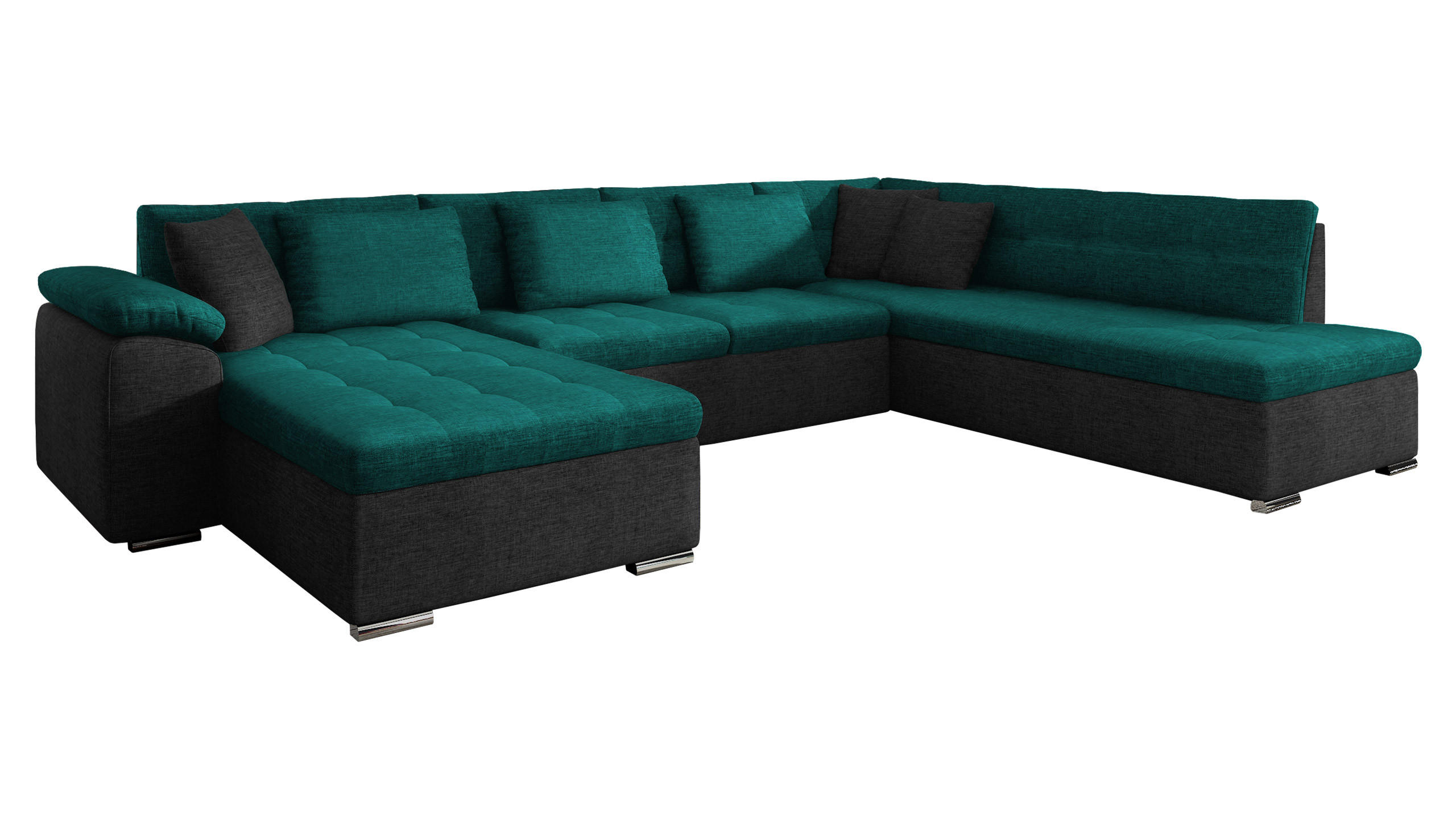 WOHNLANDSCHAFT Niko Bis, Seite: Links - Türkis, Holz/Textil (348/76/205cm) - MIRJAN24