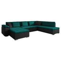 WOHNLANDSCHAFT Niko Bis, Seite: Links - Türkis, Holz/Textil (348/76/205cm) - MIRJAN24
