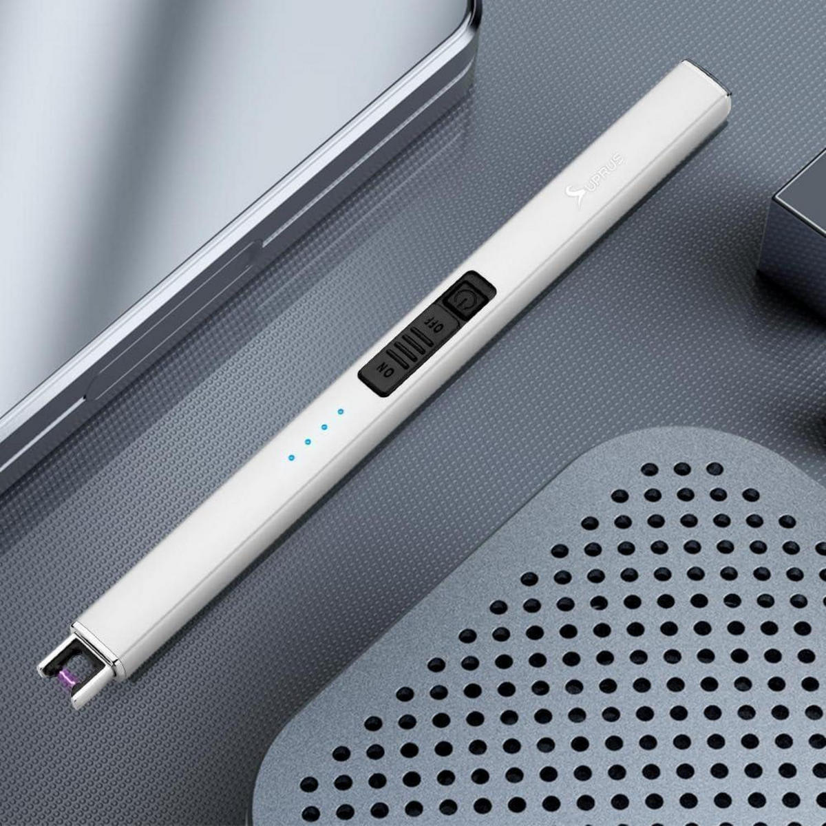 ELEKTRISCHES Feuerzeug Lichtbogen USB Wiederaufladbar Silber - Weiß, Metall (1.6/1.2/19.2cm)