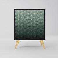 SIDEBOARD ORNAMENTAL GLIMMER, Schwarz, 57,5x42x75,5 cm, Goldfarbene Metallfüße - Goldfarben/Multicolor, Holzwerkstoff/Metall (57.5/75.5/42cm) - SpaceRebels