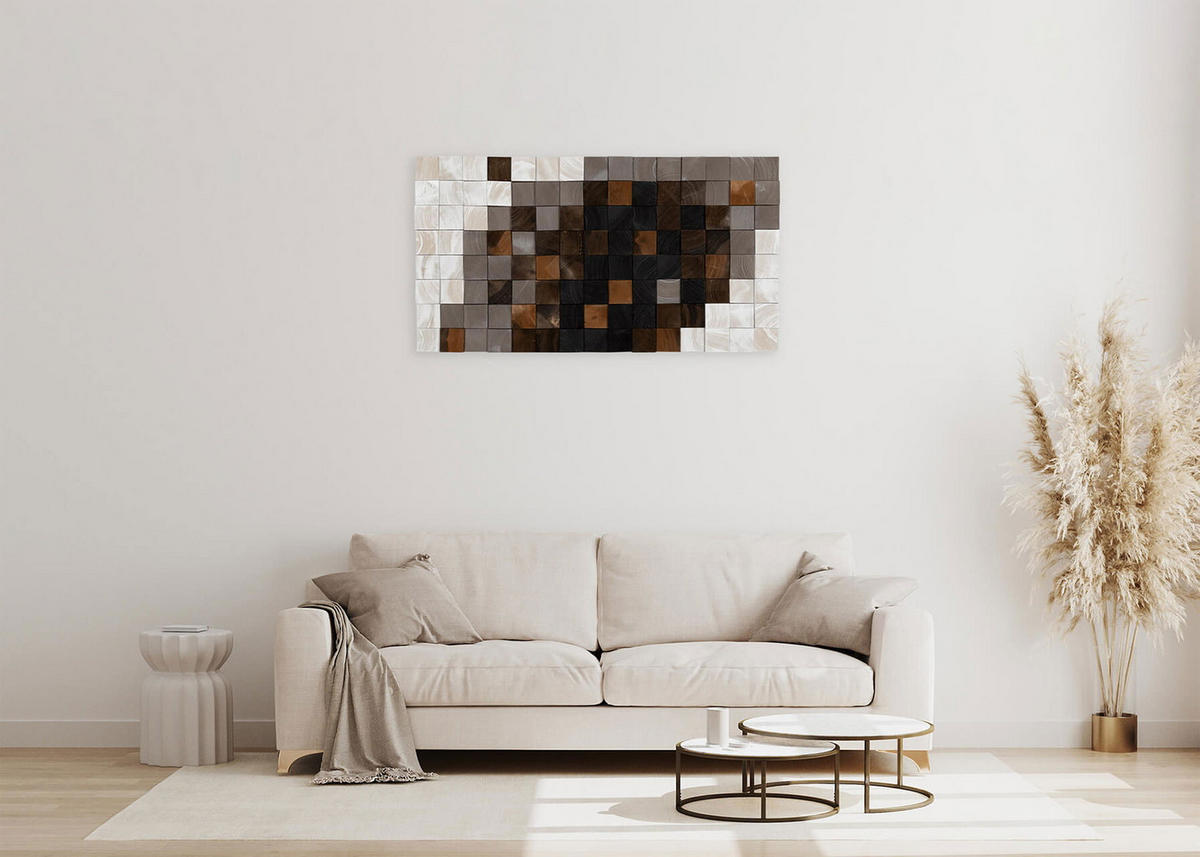 HOLZBILD Grau 98/55 cm - Weiß/Grau, Holz (6.5/55cm) - KUNSTLOFT