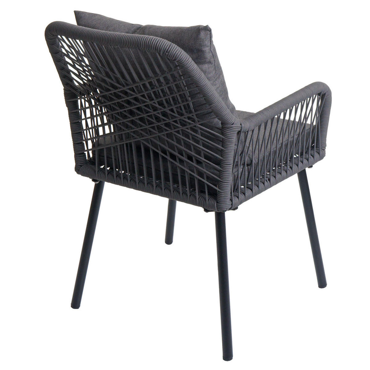 GARTENSTUHL 2er-Set 81x54x62cm Aluminium Seilgeflecht Rope Anthrazit - Anthrazit, Metall (54/81/62cm) - PROREGAL