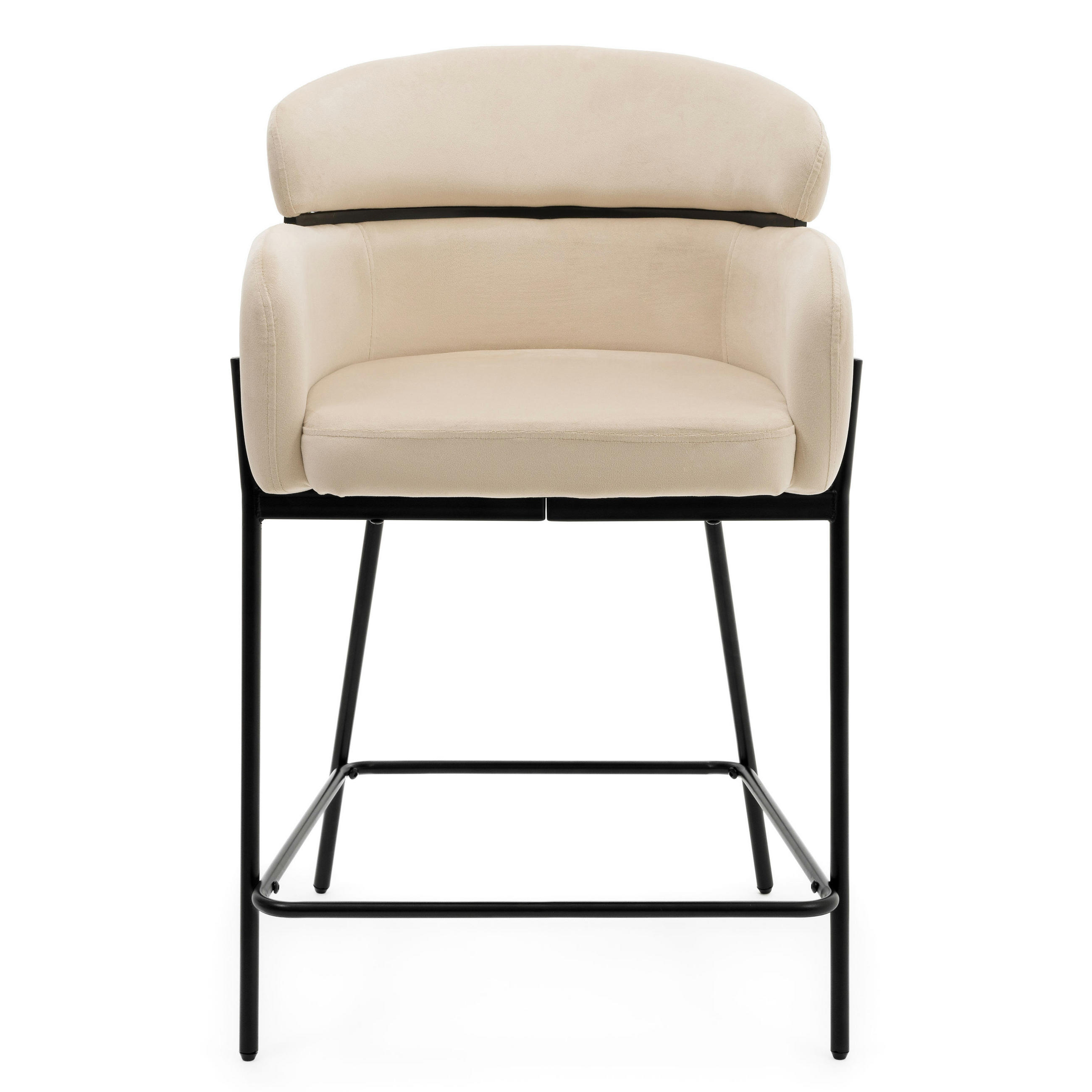 BARHOCKER BOLZANO gepolsterter mit Steppung - beige - Samt Velour - Beige/Schwarz, Textil/Metall (60/99/55cm) - NEW HOME