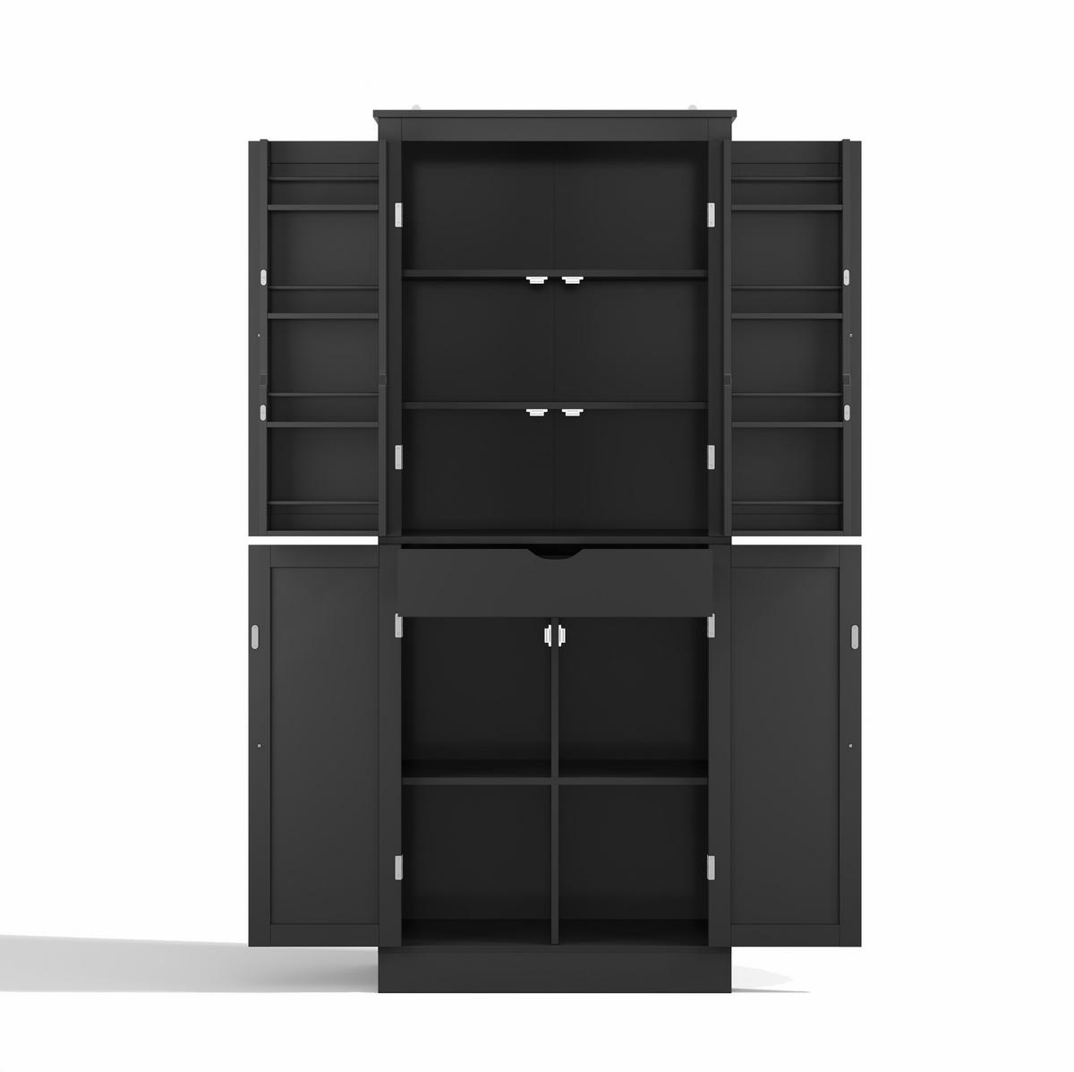 ANRICHTE Küchenschrank 75/40/182 cm aus MDF mit vielseitigem Stauraum Schwarz - Schwarz, Holzwerkstoff (75/180/40cm) - Modenvie