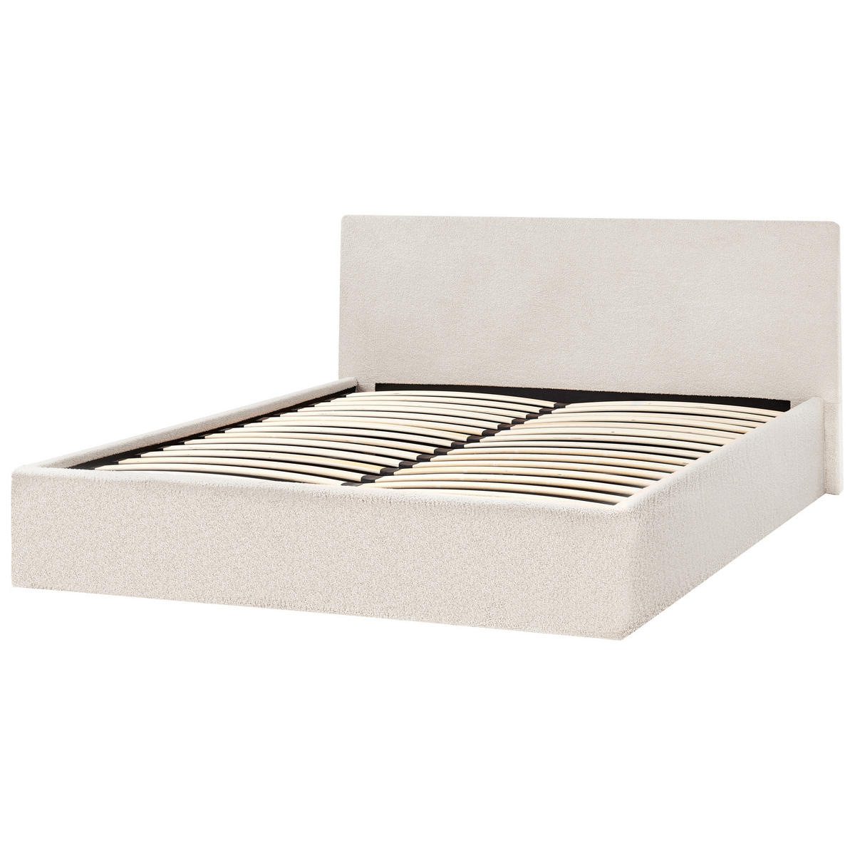 POSTELJA s prostorom za shranjevanje 160/200 bouclé kremasto bela Orbey - krem, tekstil (160/200cm) - Beliani