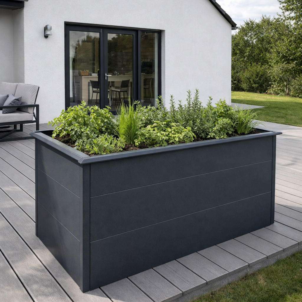 HOCHBEET anthrazit pulverbeschichtet, 150 x 75 x 77 cm - Grau, Kunststoff (80/175/120cm)