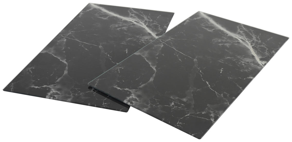 HERDABDECKPLATTE Marble Schwarz, 2-teilig - Schwarz, Glas (30/1/52cm) - Mömax