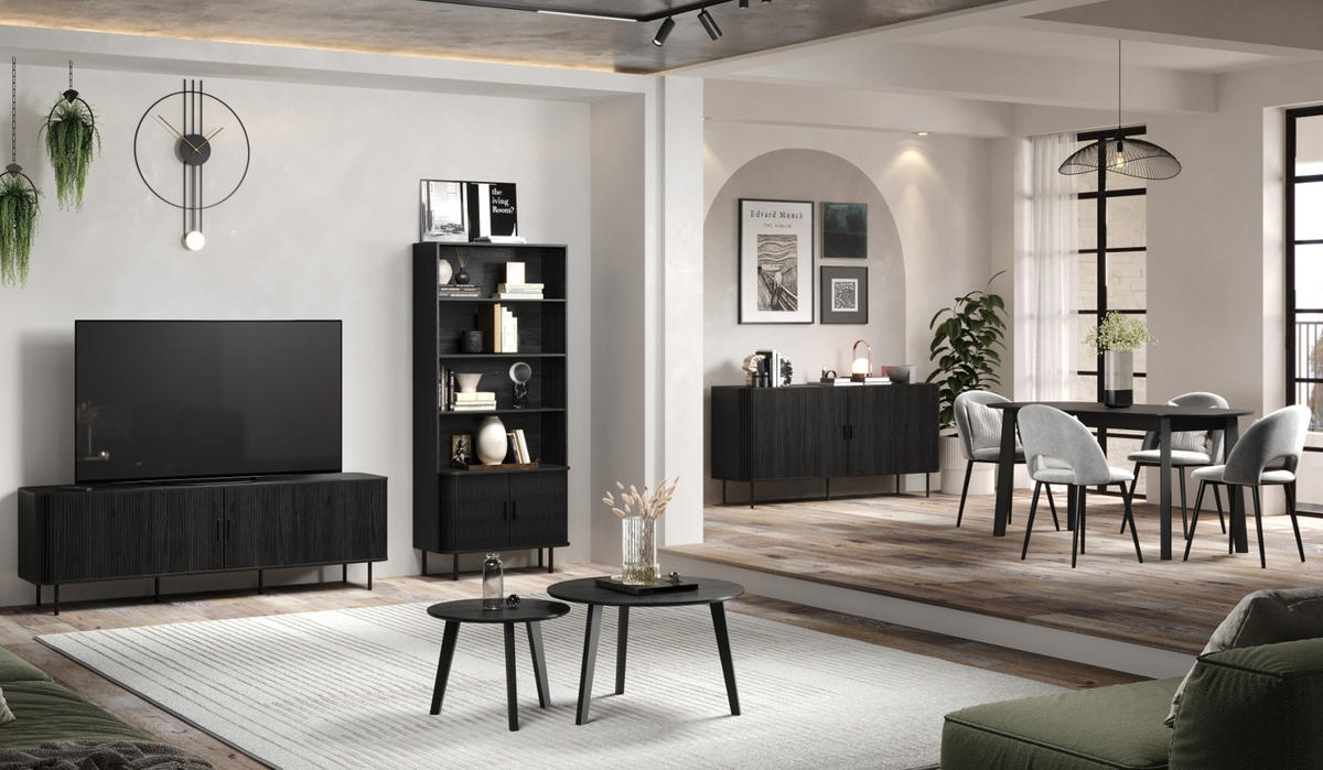 ESSTISCH Esche schwarz 160 x 90 cm, moderner Küchentisch - Schwarz, Holzwerkstoff (77/160/90cm) - Top.Furn