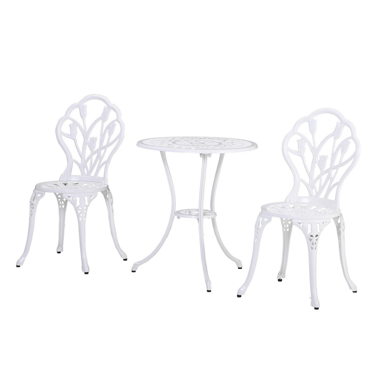 SITZGRUPPE DE-07375 mit Schirmloch und Klappstühlen Weiß - Weiß, Metall - ComfortXL