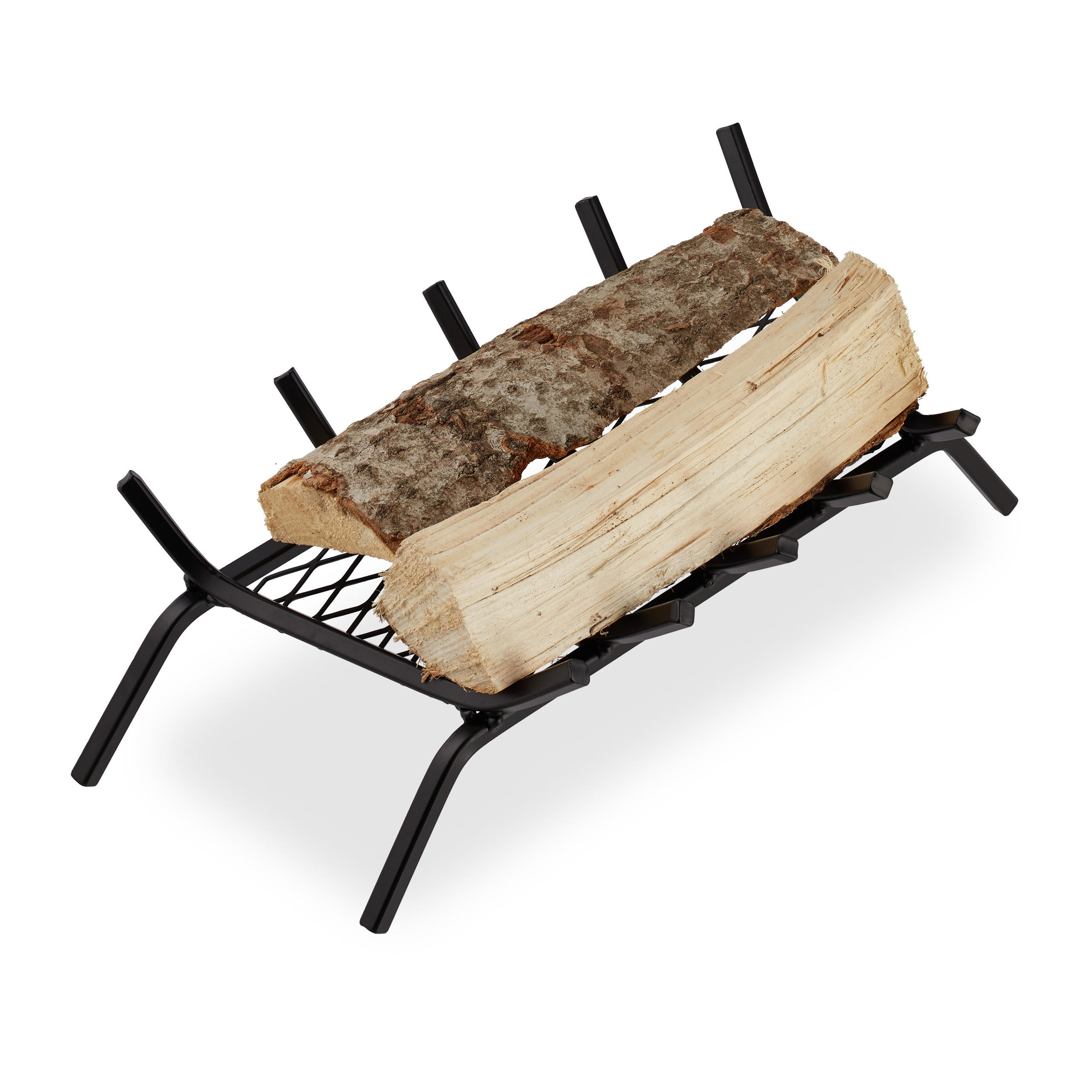 Relaxdays ROŠT černý do krbu s nohami ocel 58 cm