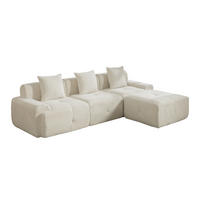 ECKSOFA Chenille Beige mit Kissen - Beige, Textil (266/176cm) - WISHDOR