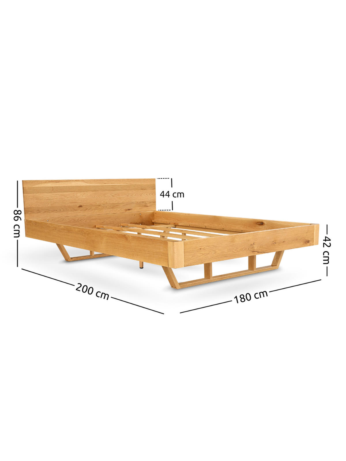 MASSIVHOLZBETT 180 cm x 200 cm - Eichefarben, Holz (180/200cm) - holz4home