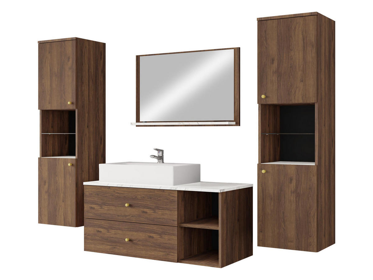 BADMÖBEL-SET Kertos III - Goldfarben/Braun, Holzwerkstoff/Metall (100/57/45cm) - MIRJAN24