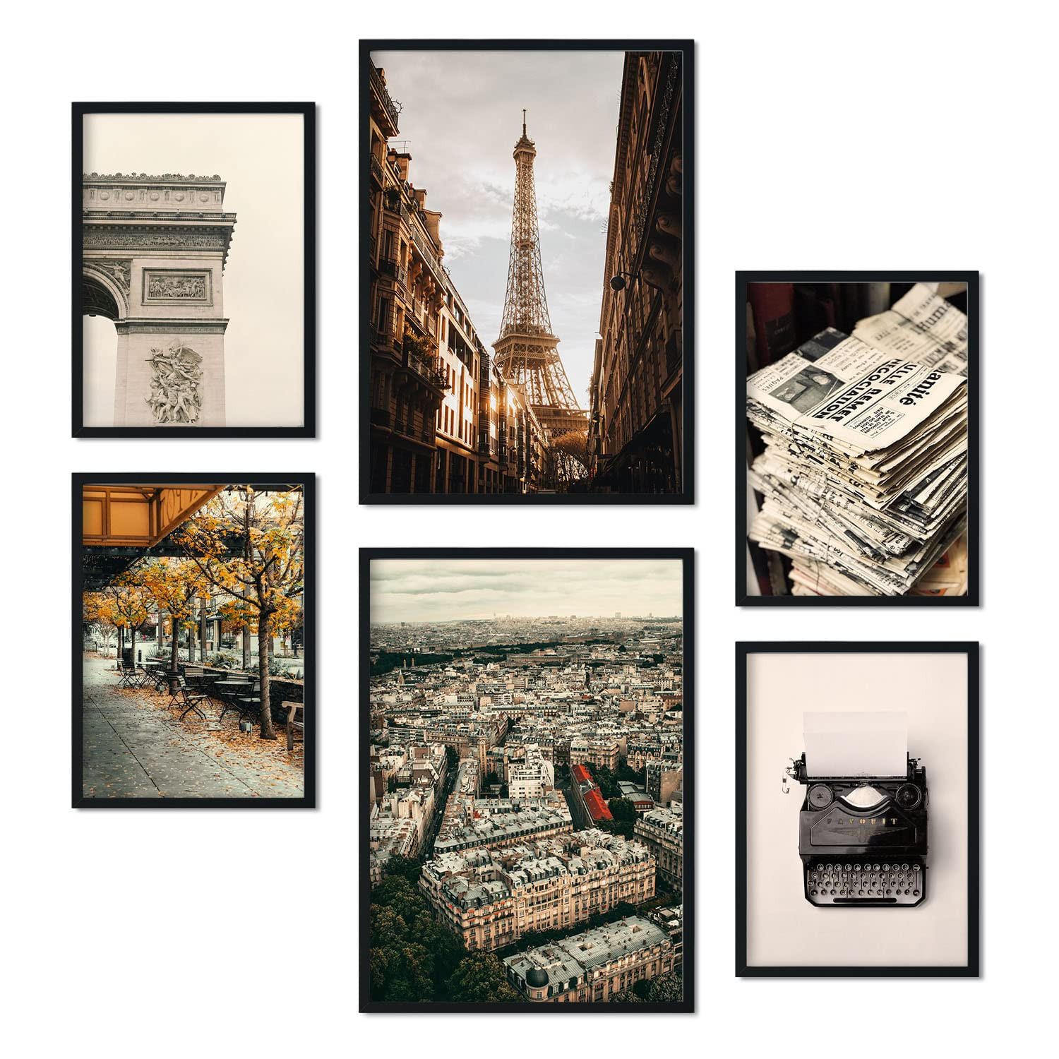 POSTER Set Mit 6 Vintage Paris A3 & A4 Rahmenlos - Klar, Papier (29/3cm) - Nacnic