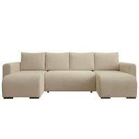 WOHNLANDSCHAFT DORA U mit Bettkasten und Schlaffunktion, U-Form, bequem - Creme, Textil (305/85/140cm) - Storez24